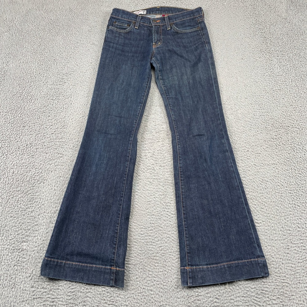 Red Engine Jeans Womens 27 Blue Coral Flare Wide Leg Dark Wash Stretch Denim